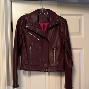 Blank NYC Burgundy Faux Leather Moto Jacket